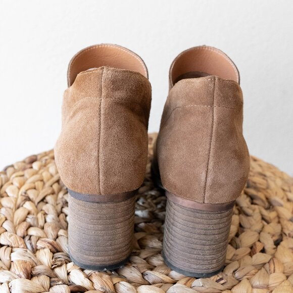 Bearpaw Women's Onyx Booties Sz 9 Hickory Suede Pull Ons Sherpa Lined 2.5" Heel - Picture 3 of 6